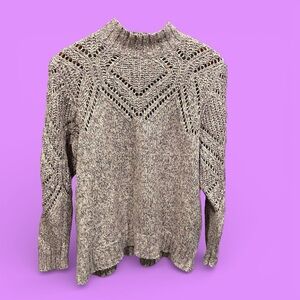 Cute Torrid lavender heather marled crochet knit mock oversized sweater